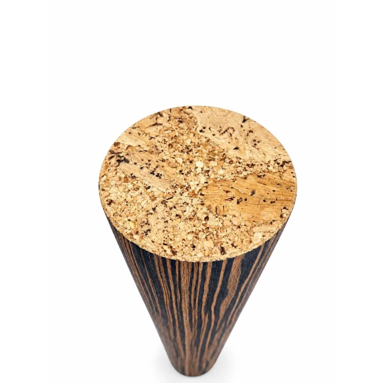 Close view of the cork end of the AB15 Rain Pillar with ebony finish