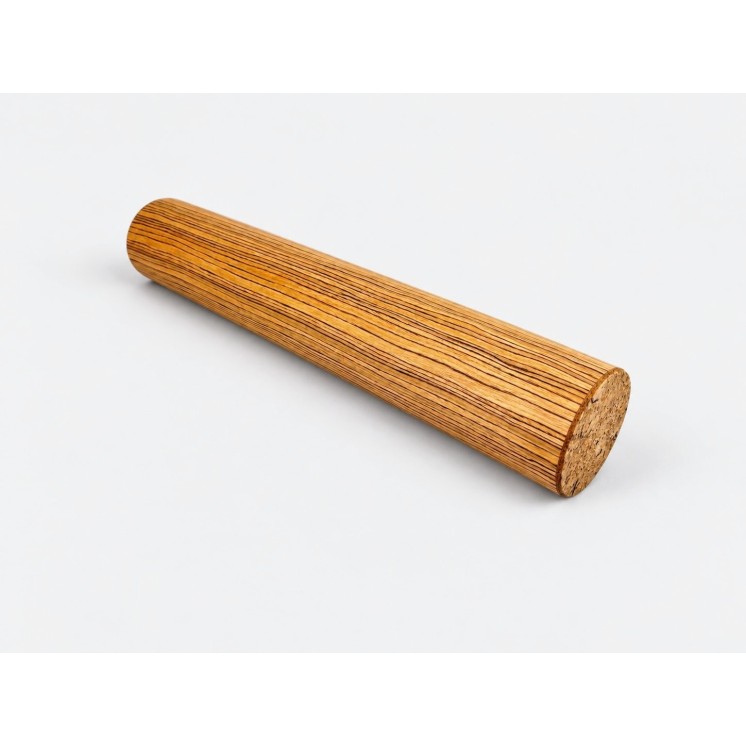 8-minute Rain Pillar with zebrano finish, shown horizontally