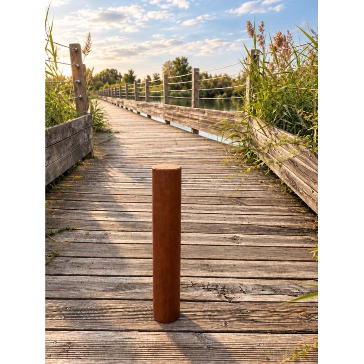 5-minute AB05 Rain Pillar in mahogany on wooden bridge