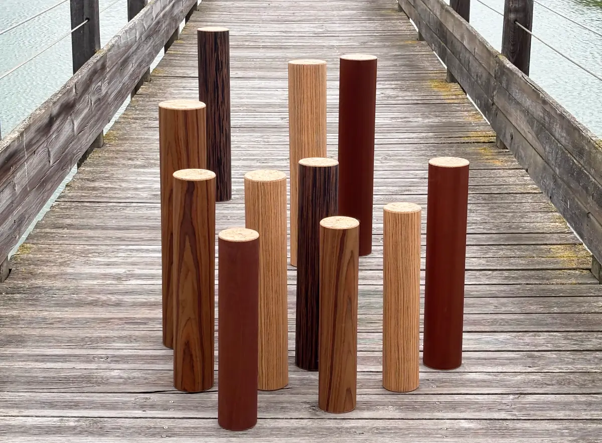 Rain culumn presentation on wooden bridge
