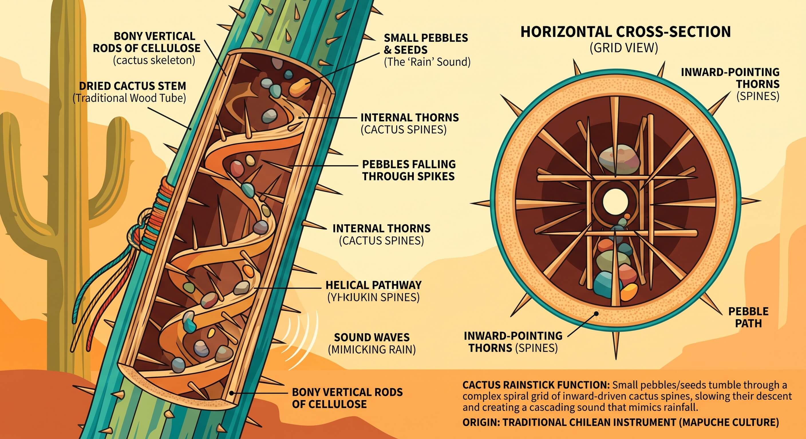 Traditionnal rainstick structure details